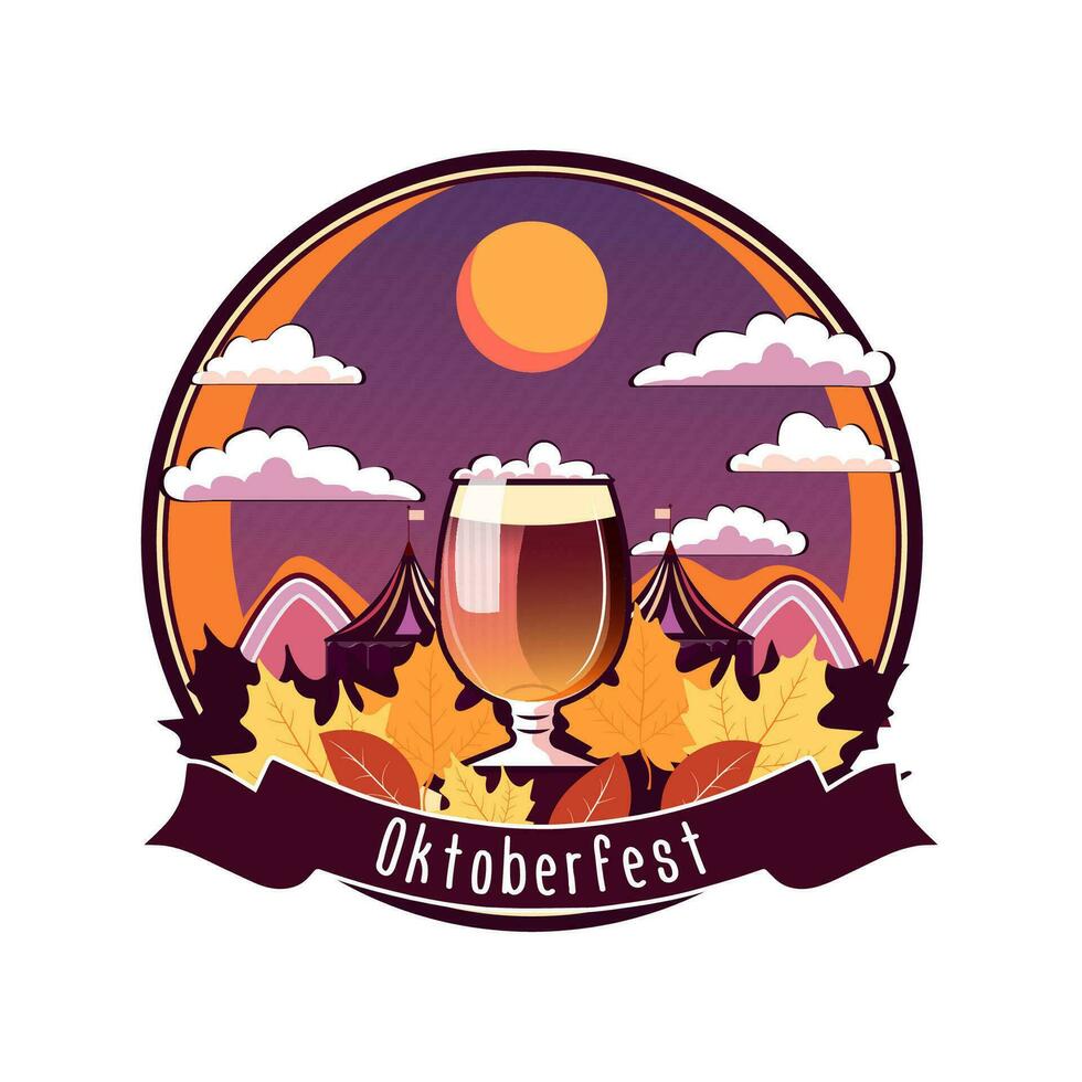 Oktoberfest emblema cerveza en el antecedentes de el festival vector