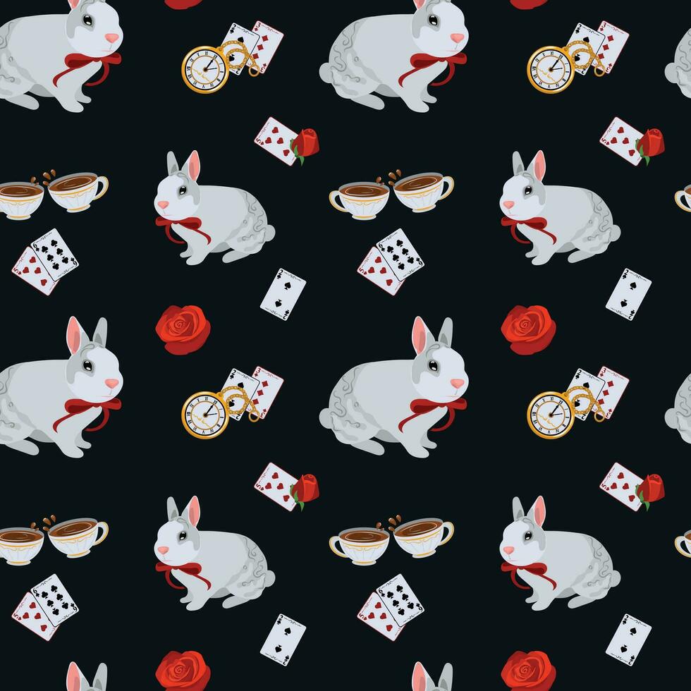 Seamless pattern with rabbit vector