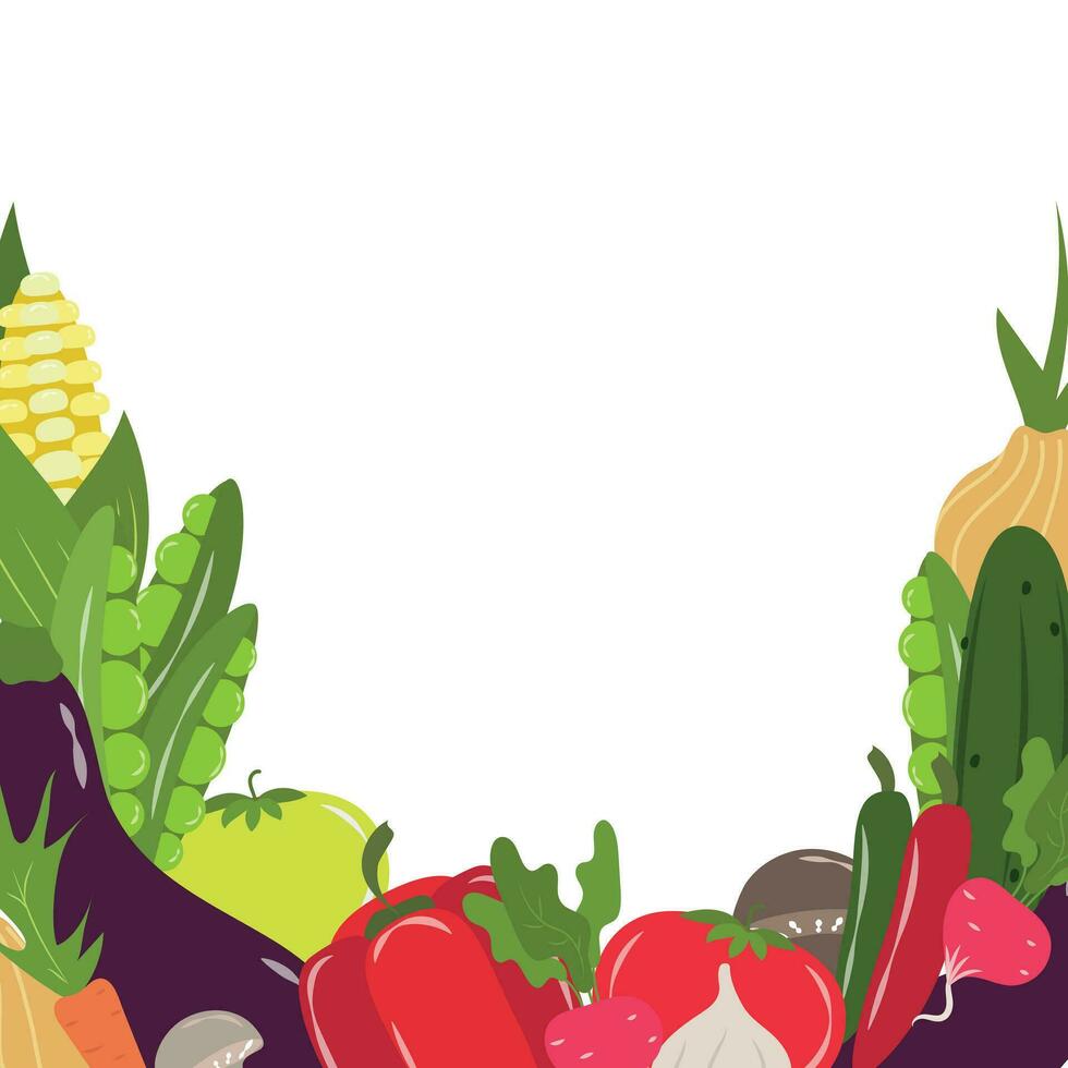 Illustration with fresh farm vegetables vector