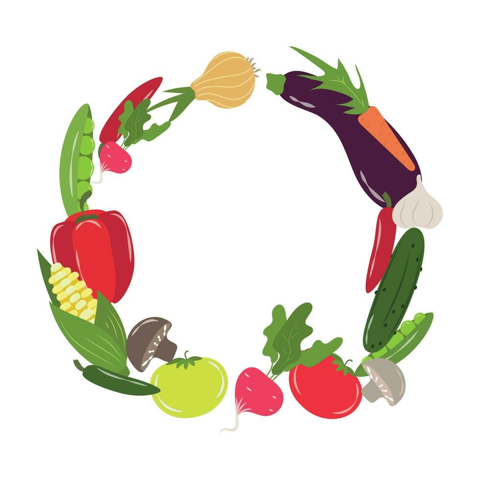 Illustration with fresh farm vegetables vector
