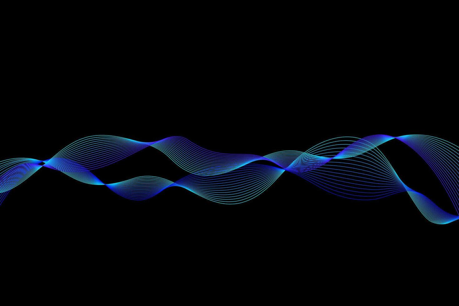 Vector abstract background. Multicolored dynamic lines on a black background. Color waves. Background for design