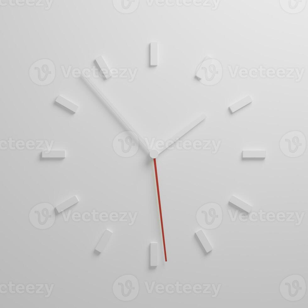 3d render white minimal wall clock with red second hand countdown concept photo
