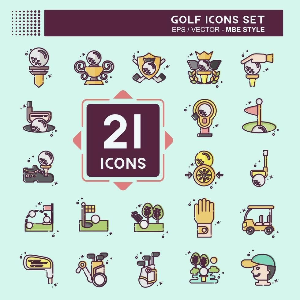 Icon Set Golf. related to Sports symbol. MBE style. simple design editable. simple illustration vector