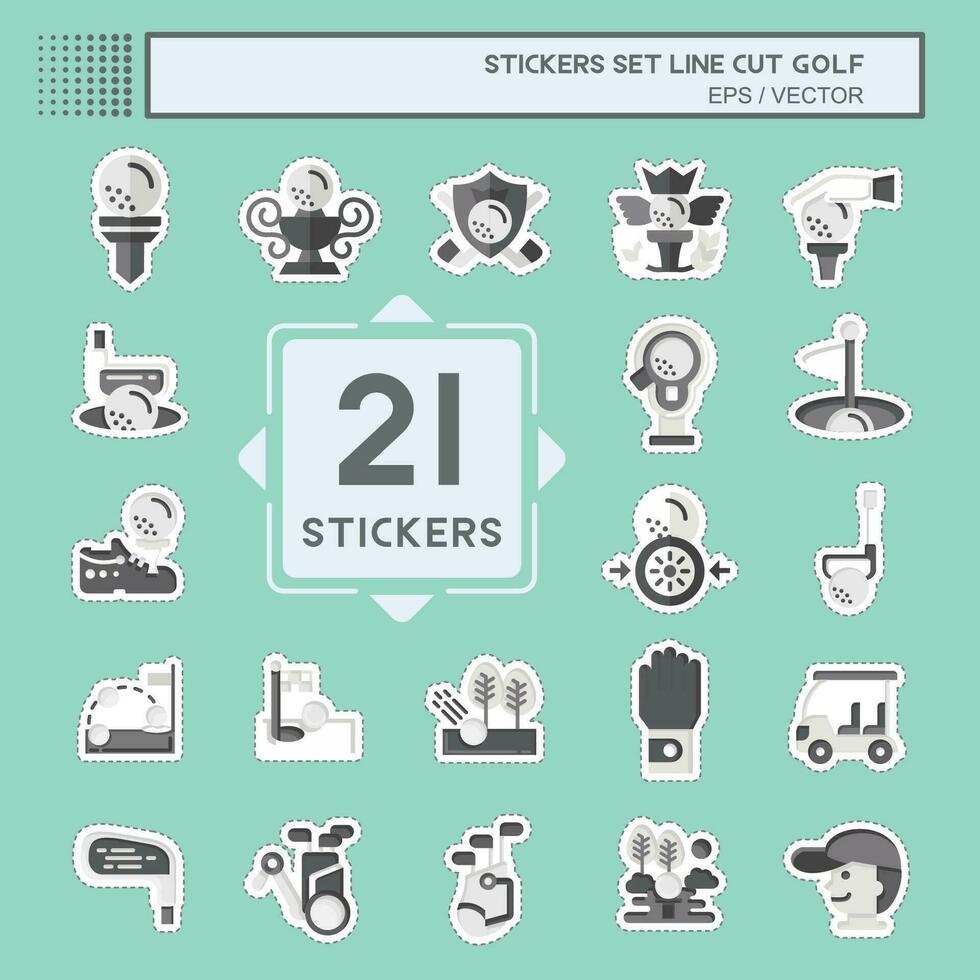Sticker line cut Set Golf. related to Sports symbol. simple design editable. simple illustration vector
