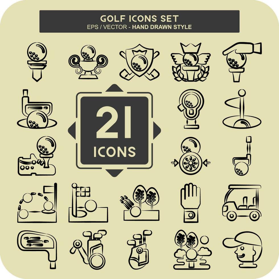 Icon Set Golf. related to Sports symbol. hand drawn style. simple design editable. simple illustration vector