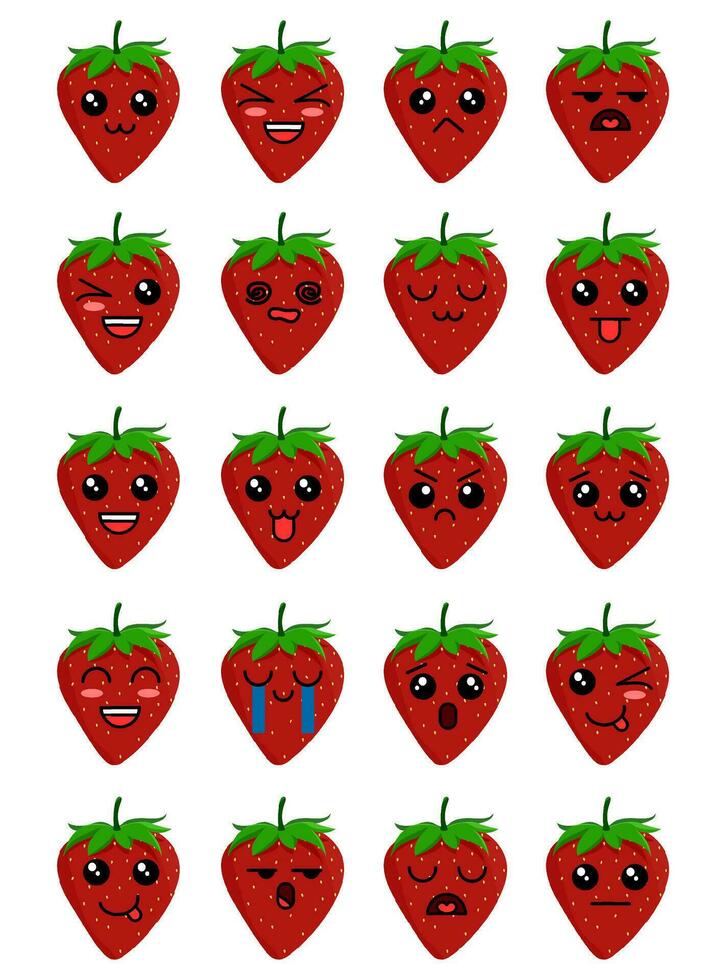 cute cartoon character of fresh food, fruits, vegetable, clip art for icon vector