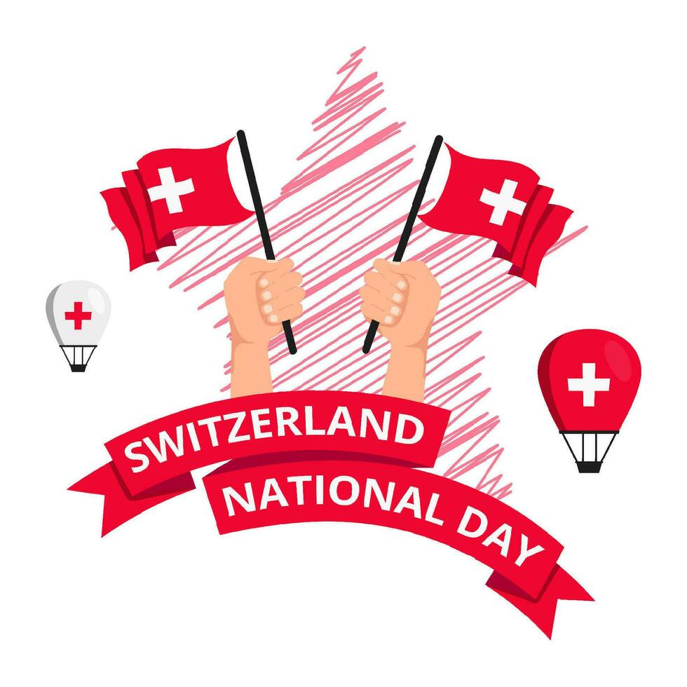 Switzerland 1st of August National Day. Banner Background Element Design, Swiss vector