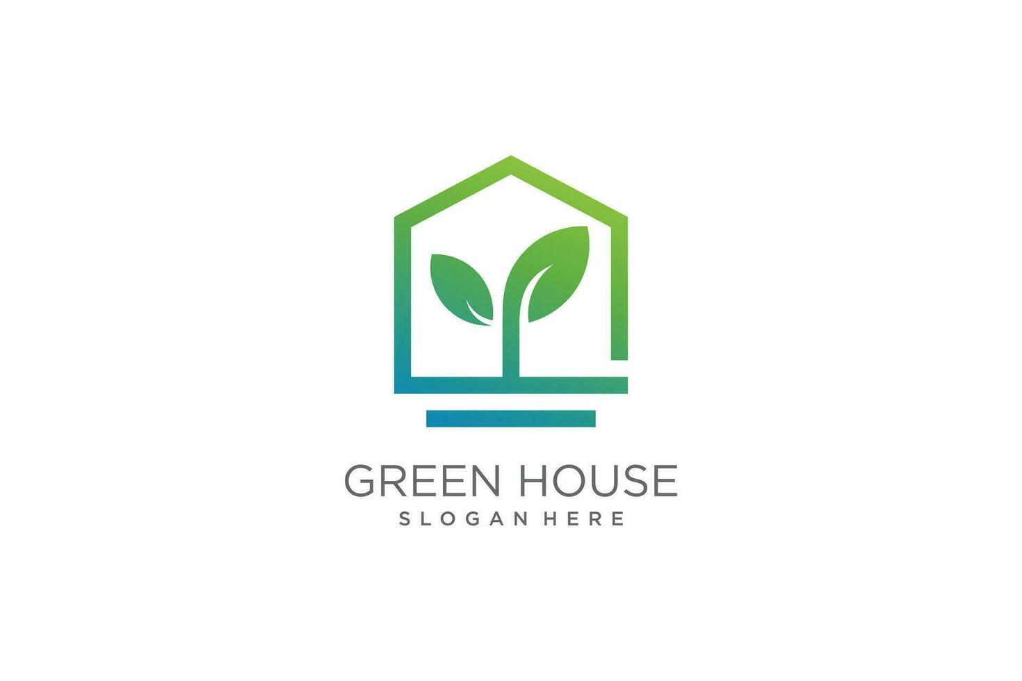 Green house logo illustration modern creative unique vector