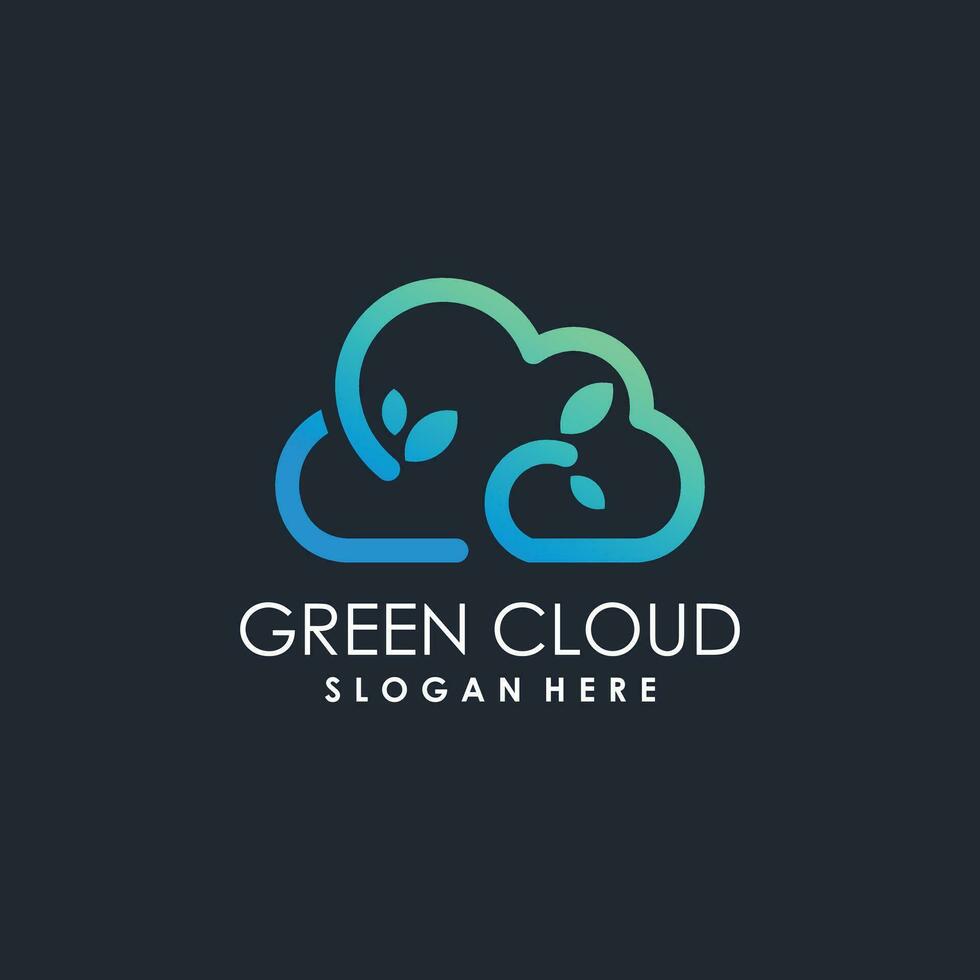 Green cloud logo vector with modern simple concept