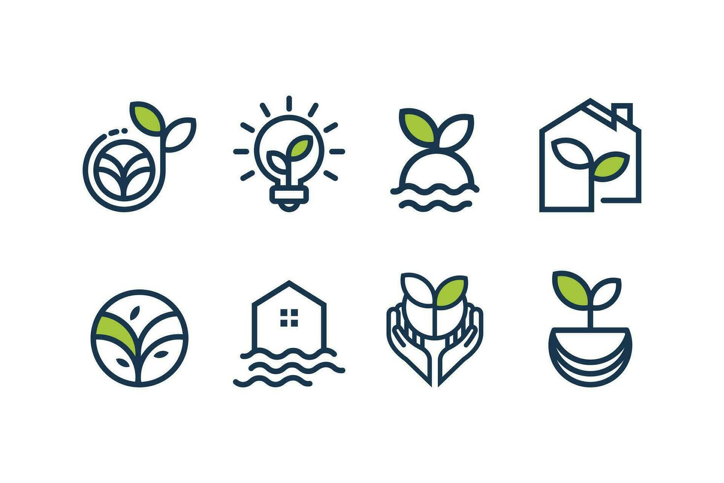 Nature logo icon set with modern simple line art style vector