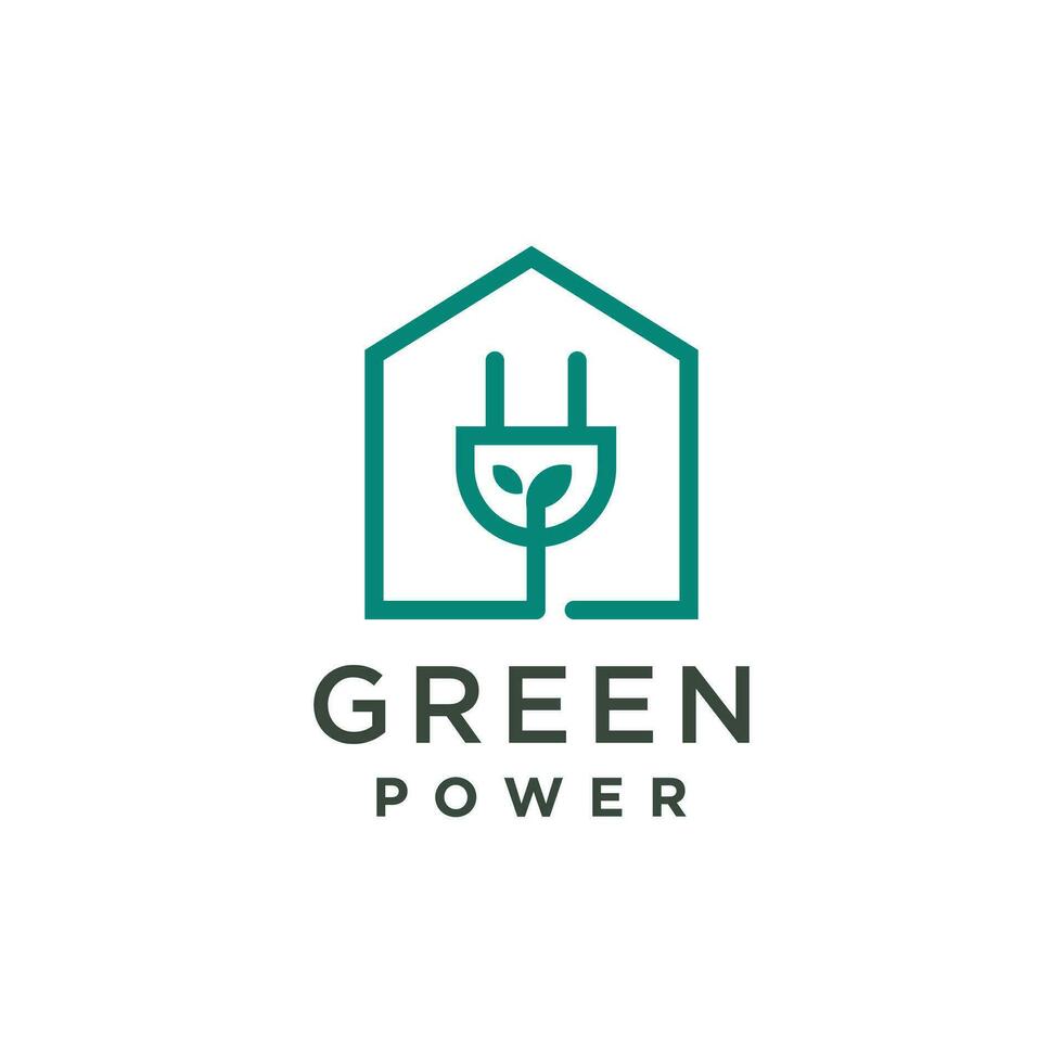 Green power logo design with modern creative concept idea vector