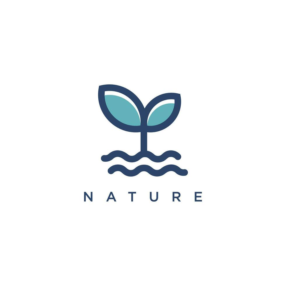Nature logo with modern simple line art style vector