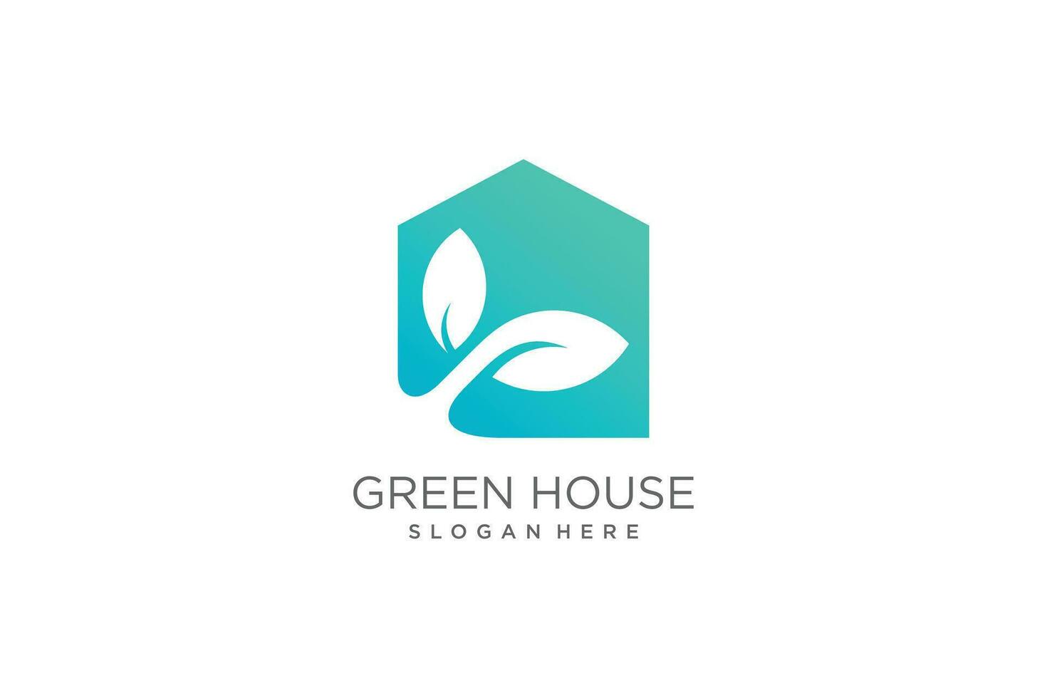 Green house logo illustration modern creative unique vector