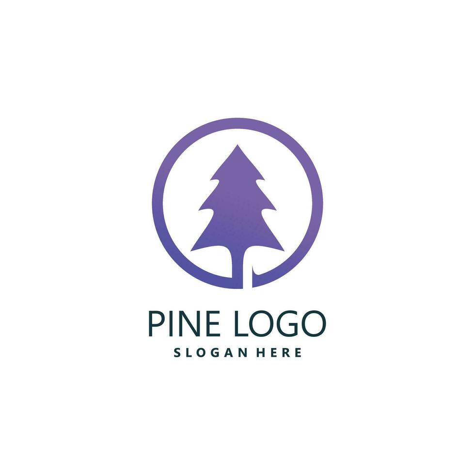 Pine logo vector design element with modern creative style