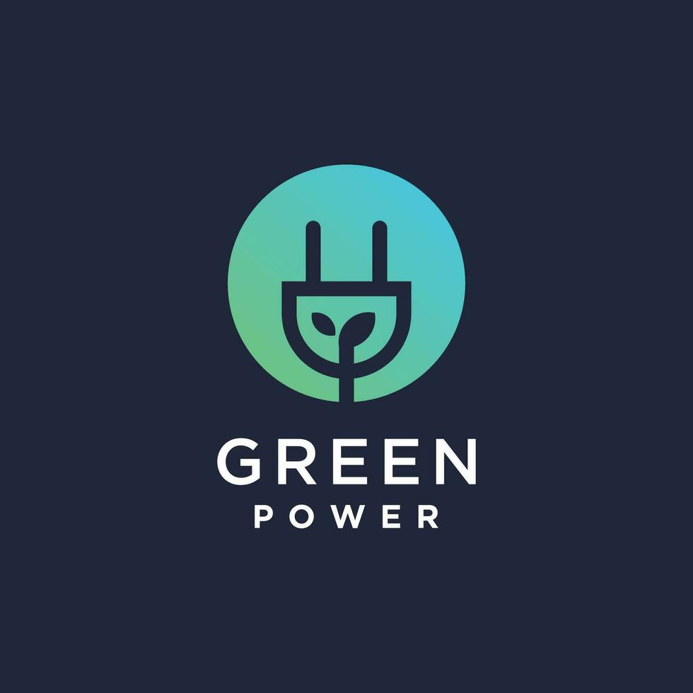 Green power logo design with modern creative concept idea vector