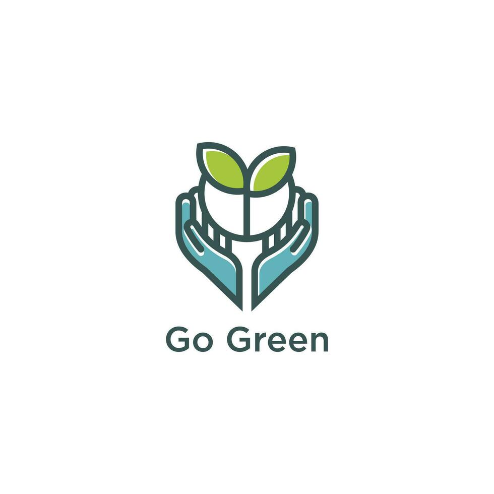 Go green logo with modern simple line art style vector