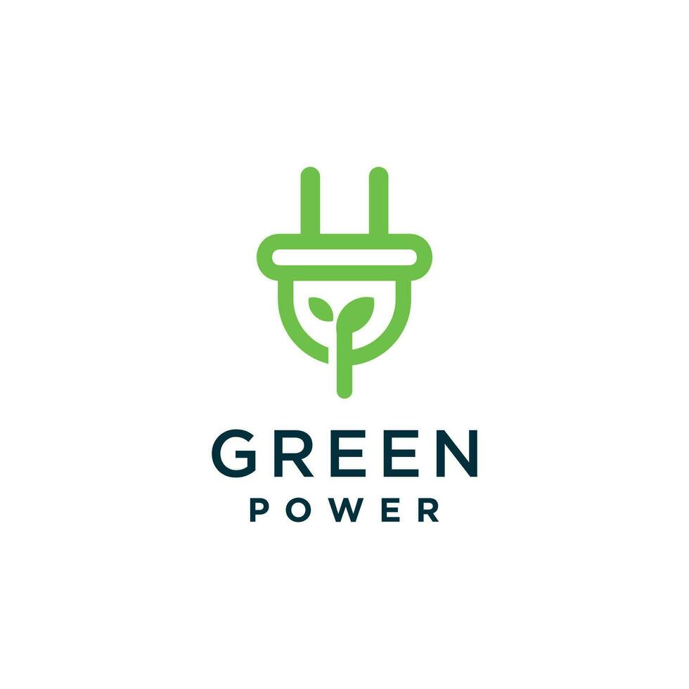 Green power logo design with modern creative concept idea vector