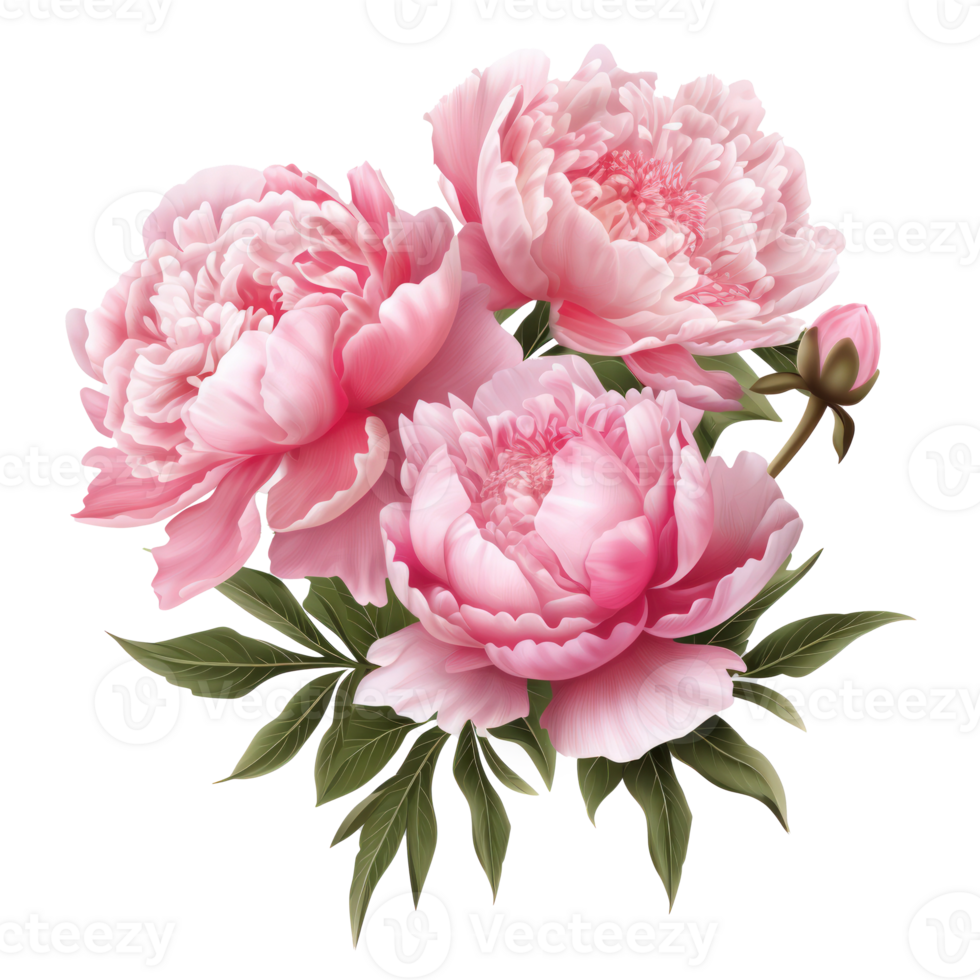 Pink peony flower isolated. Illustration png