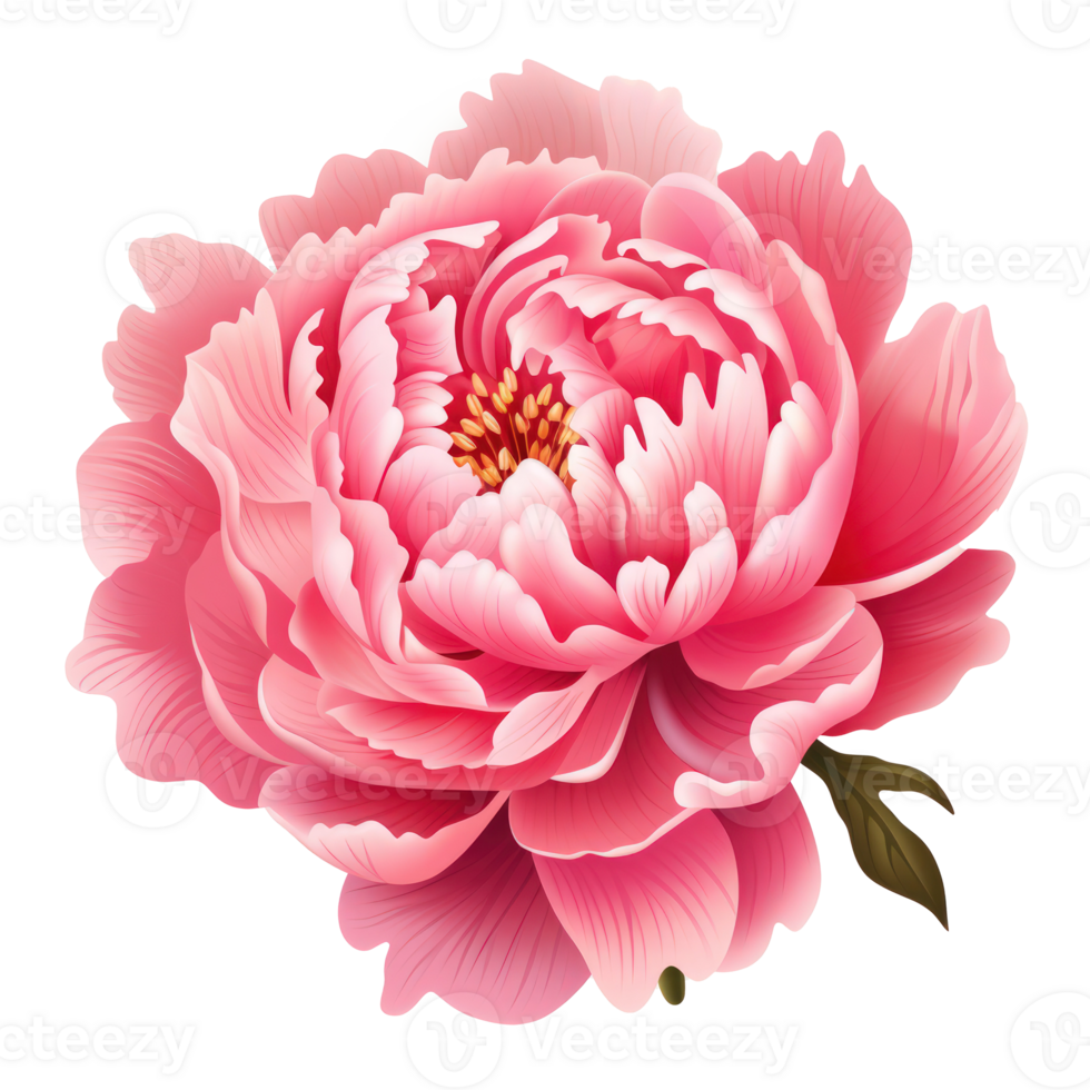 Pink peony flower isolated. Illustration png