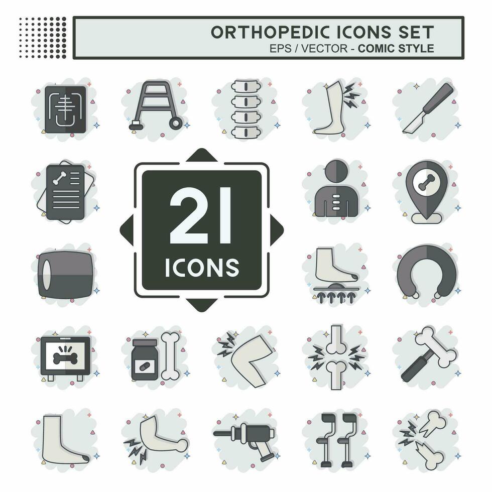 Icon Set Orthopedic. related to Health symbol. comic style. simple design editable. simple illustration vector