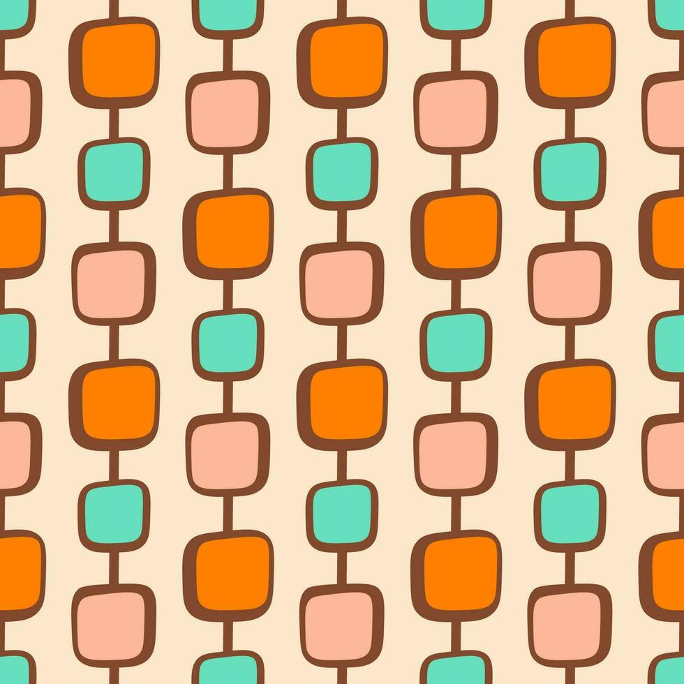 Mid century modern seamless pattern for tablecloth, oilcloth, bedclothes or other textile design. Sixties retro vintage wallpaper. vector