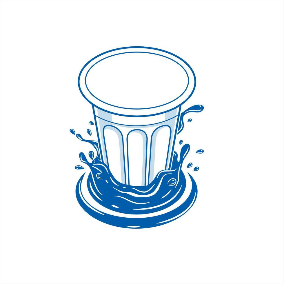 ilustración de un el plastico Bebiendo agua taza con salpicaduras de agua, para un mineral agua caja de cartón caja diseño elemento. aislado vector diseño. Pro vector