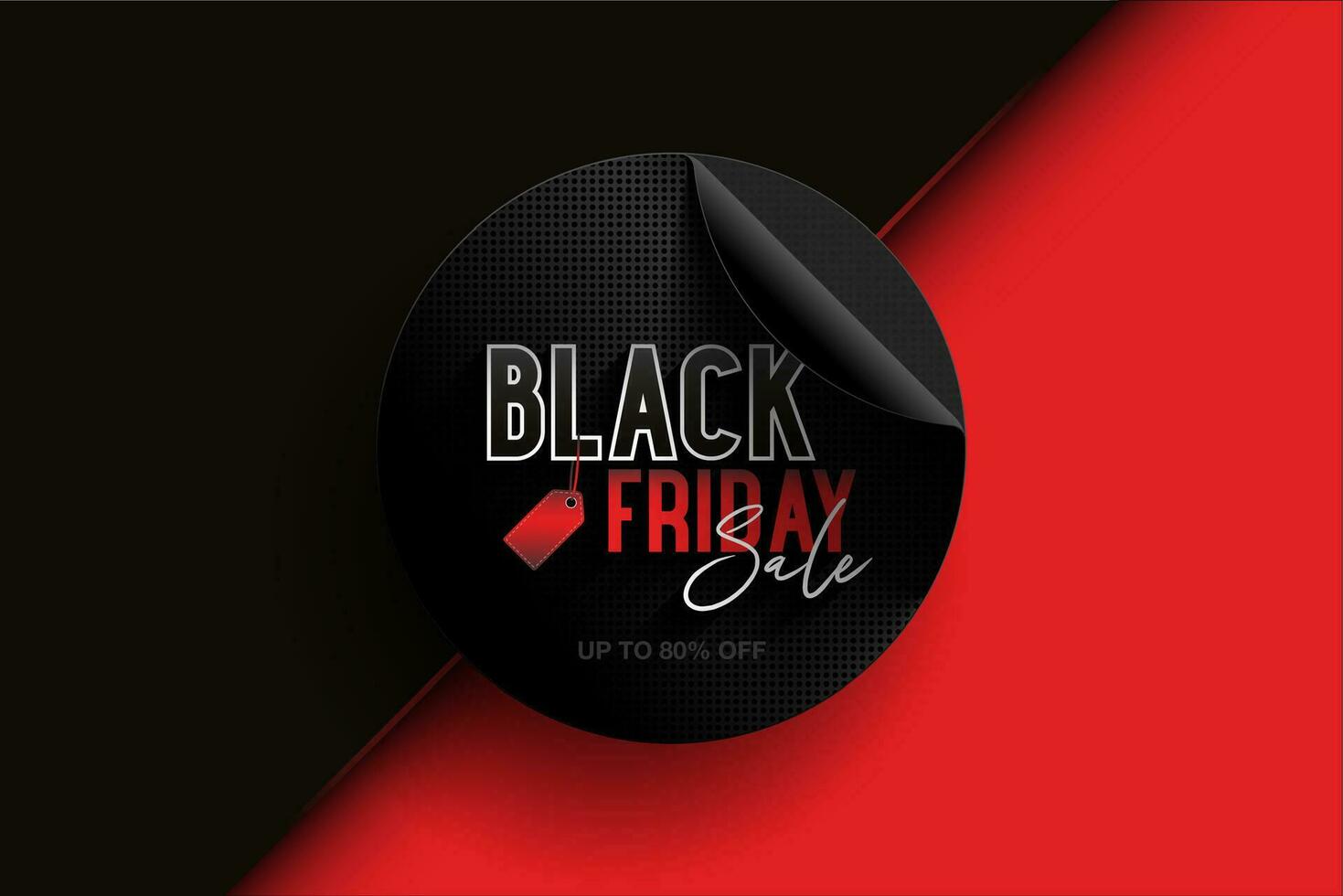 negro viernes especial oferta etiqueta. social medios de comunicación web bandera para compras rebaja en negro y rojo antecedentes. vector ilustración