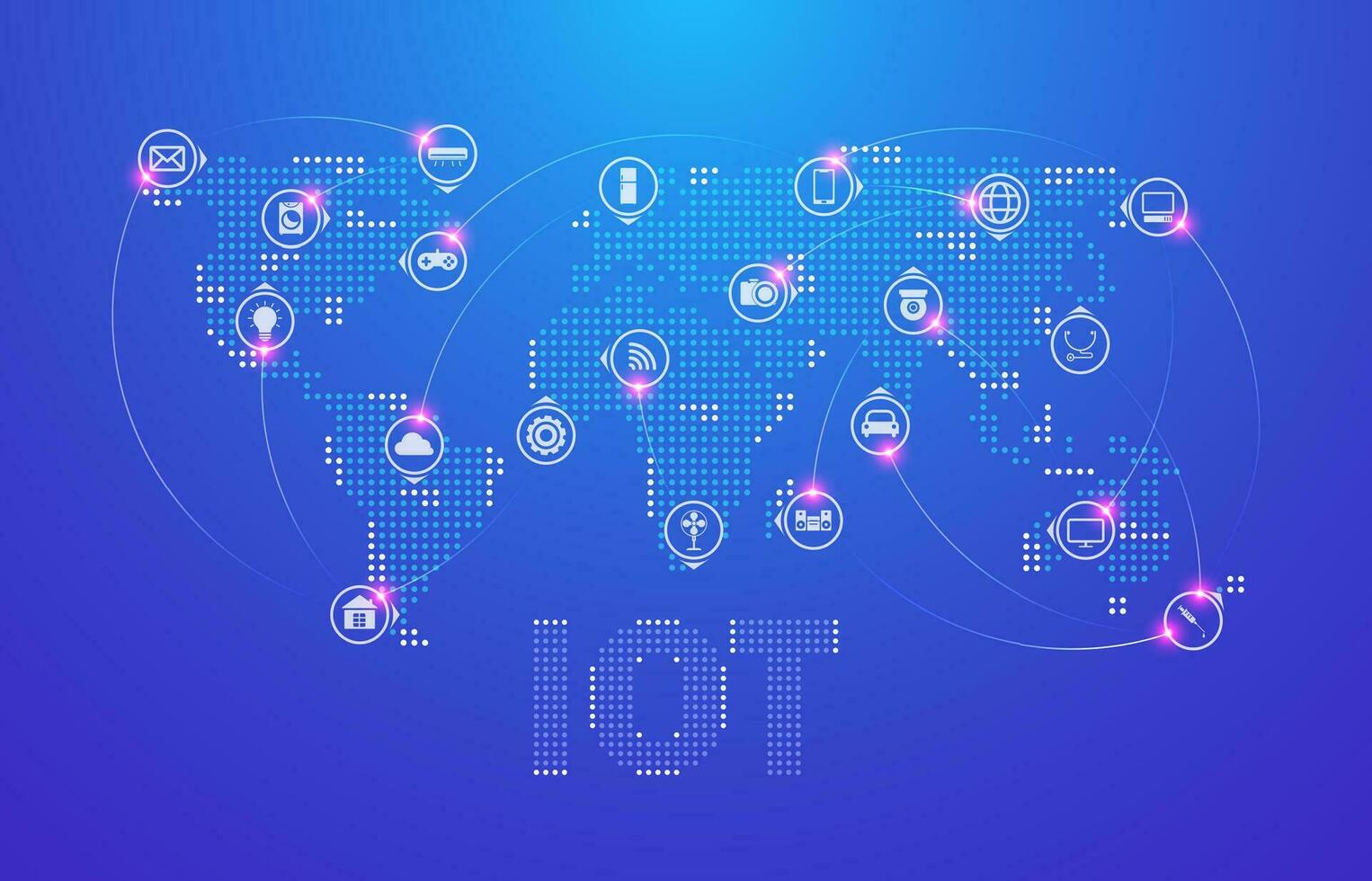 IOT Internet of things and network connection. Appliances icon interconnected with the world map concept design, Smart things vector