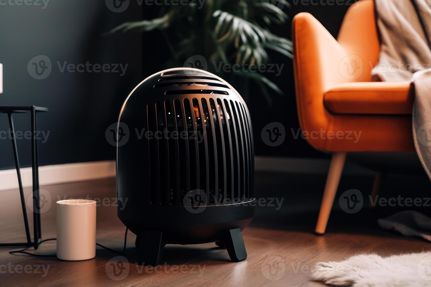 black electric heater for home generative ai photo