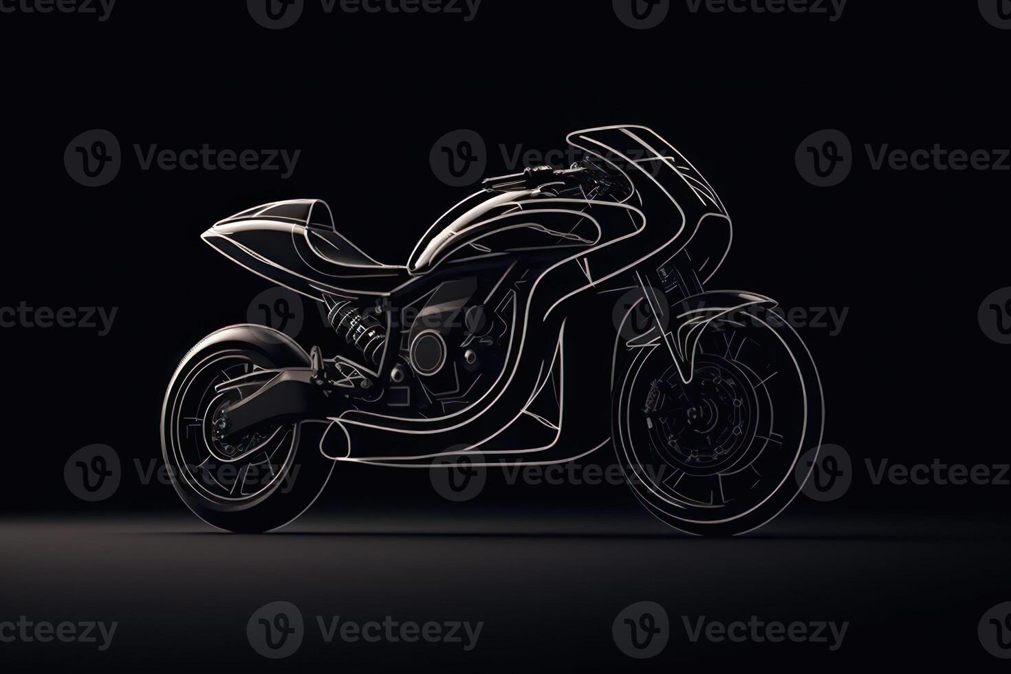 model of a black motorcycle on a dark background photo