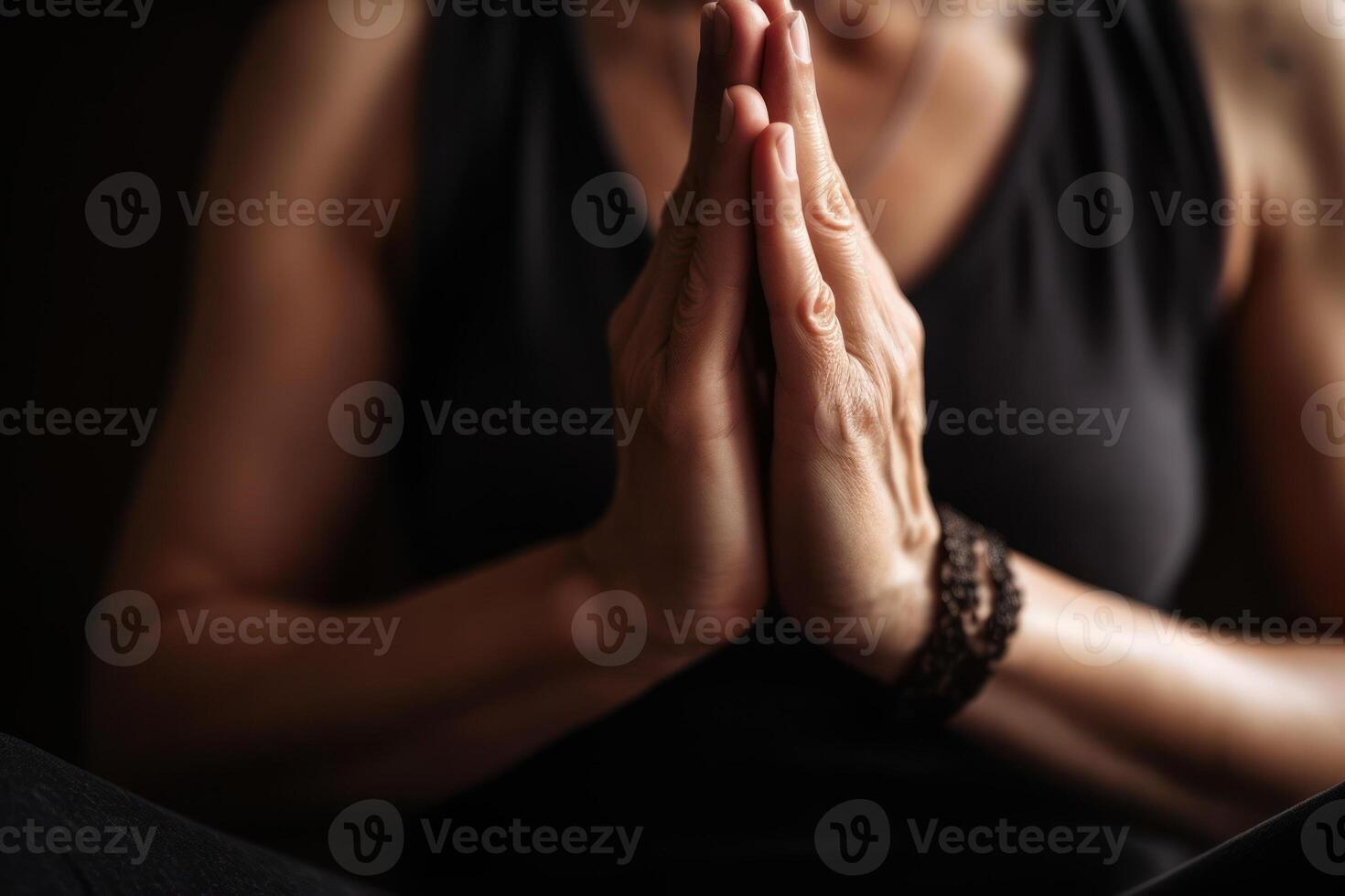 prayer to the lord, woman palms faith in god generative ai photo