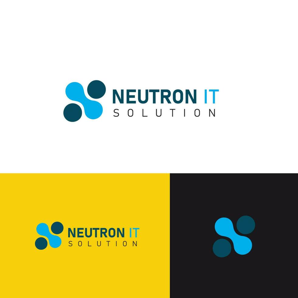 Neutron It solution minimalist logo design template vector