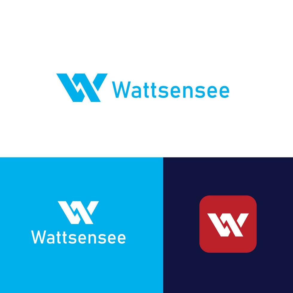 W icon releted Wattsense logo design template vector
