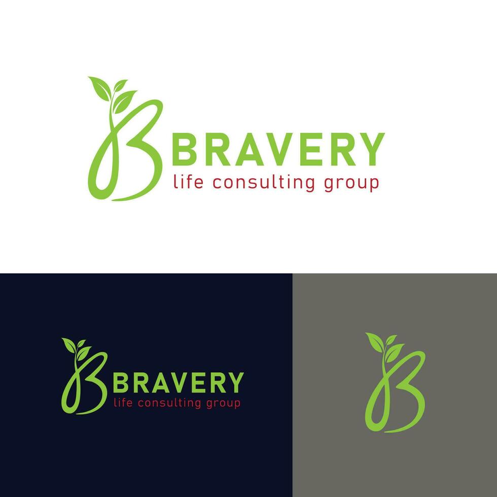Bravery life consulting minimalist logo design template vector