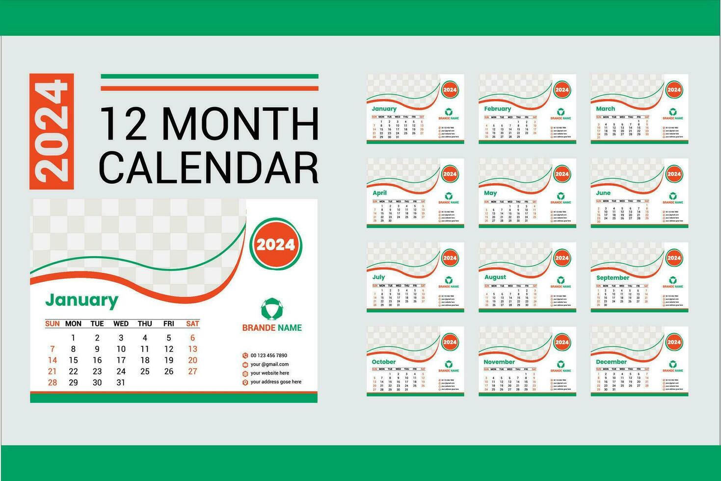 Unique  2024 Calendar template Design vector