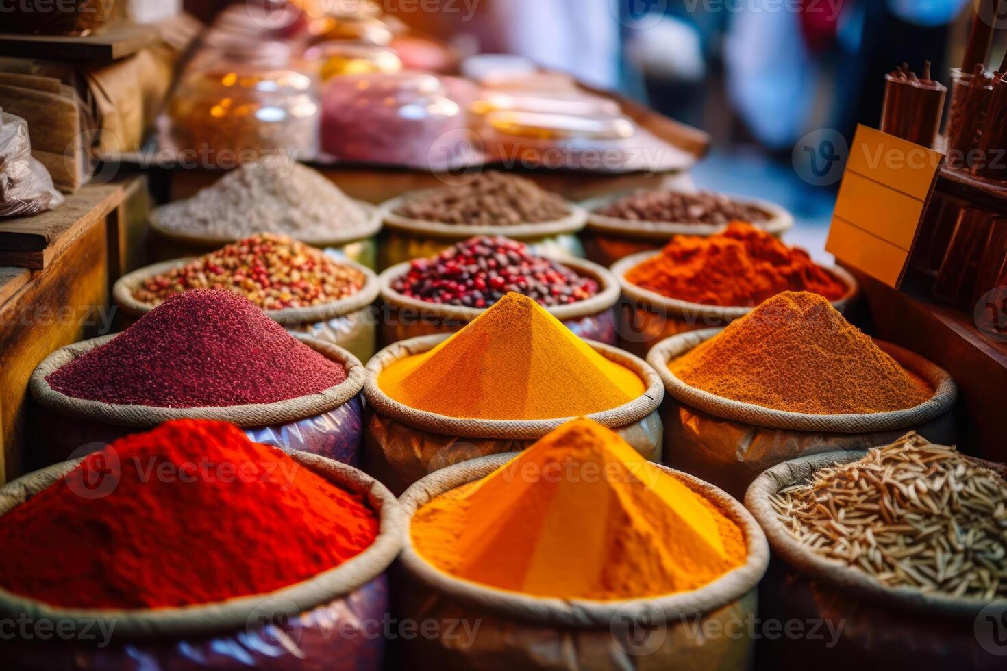 variety of spices in plates photo