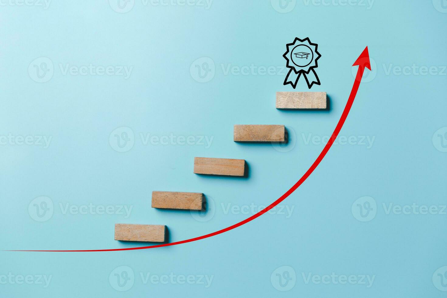 Success and necessary skills in graduation or education. Knowledge and teaching. Wooden cubes with graduation and education symbols linked. education concept. Creative idea and innovation. photo