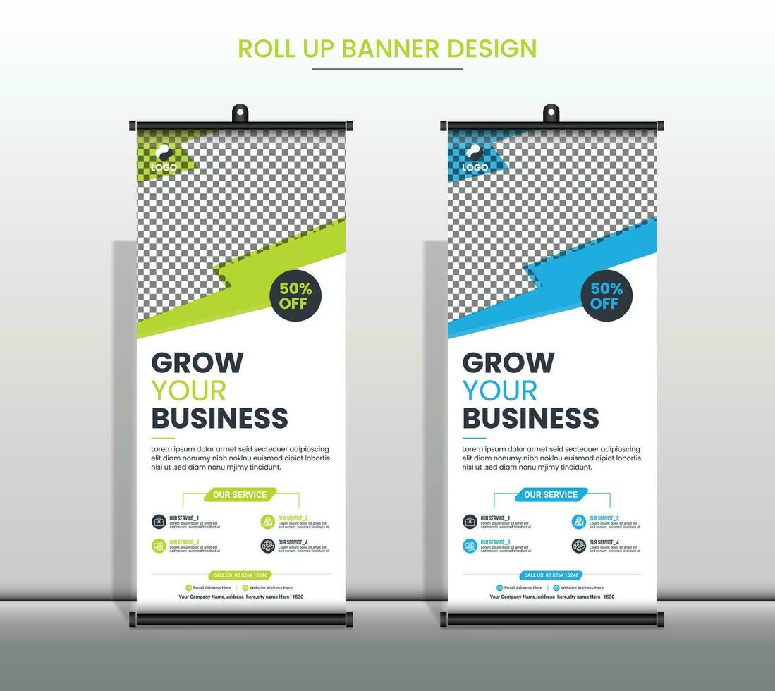 Creative business agency roll up banner design, Corporate rollup banner template pro vector