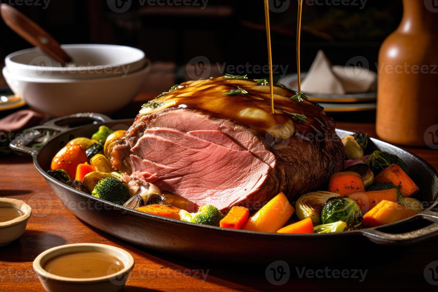 baked piece of meat red veal photo
