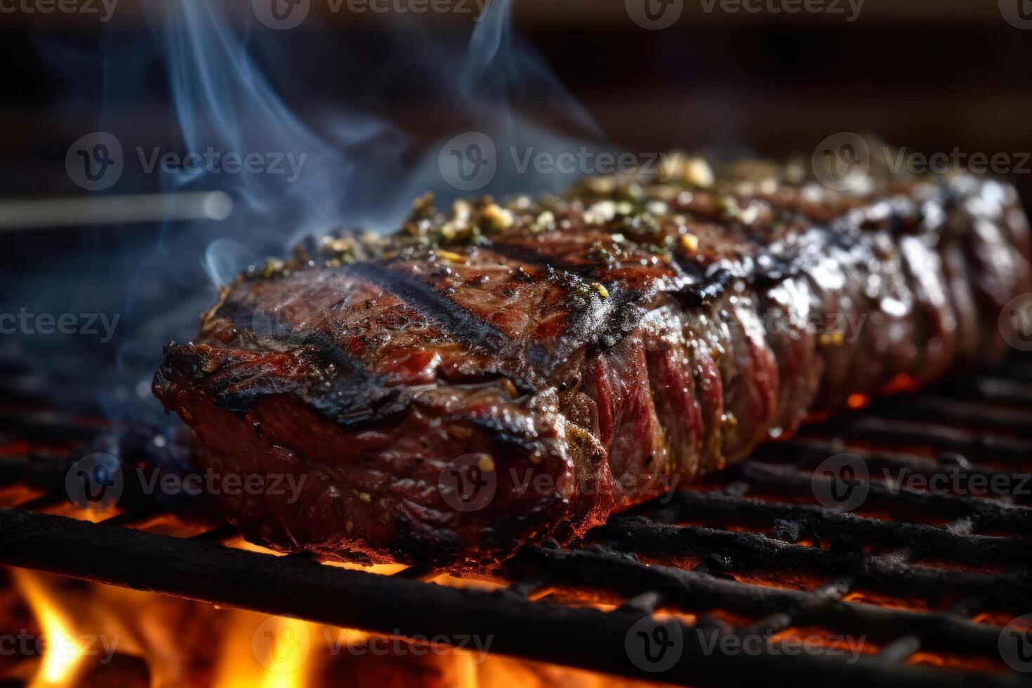 veal steak on grill, bbq meat photo