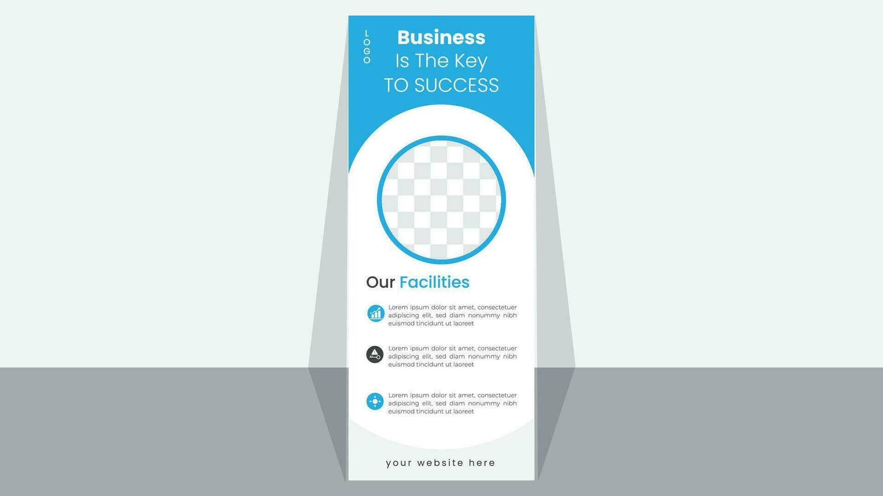 Modern professional business roll up banner vector template for print, banner for presentations, conferences, exhibitions, mobile banner for product promotion and advertising.