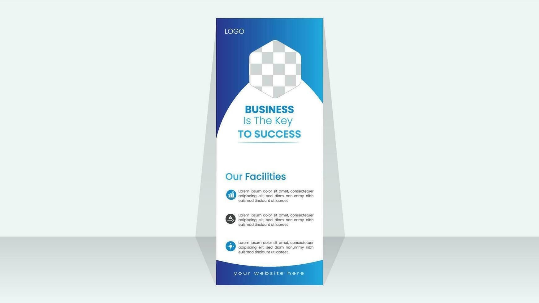 Modern abstract professional business roll up banner vector template for print, banner for presentations, conferences, exhibitions, mobile banner for product promotion and advertising