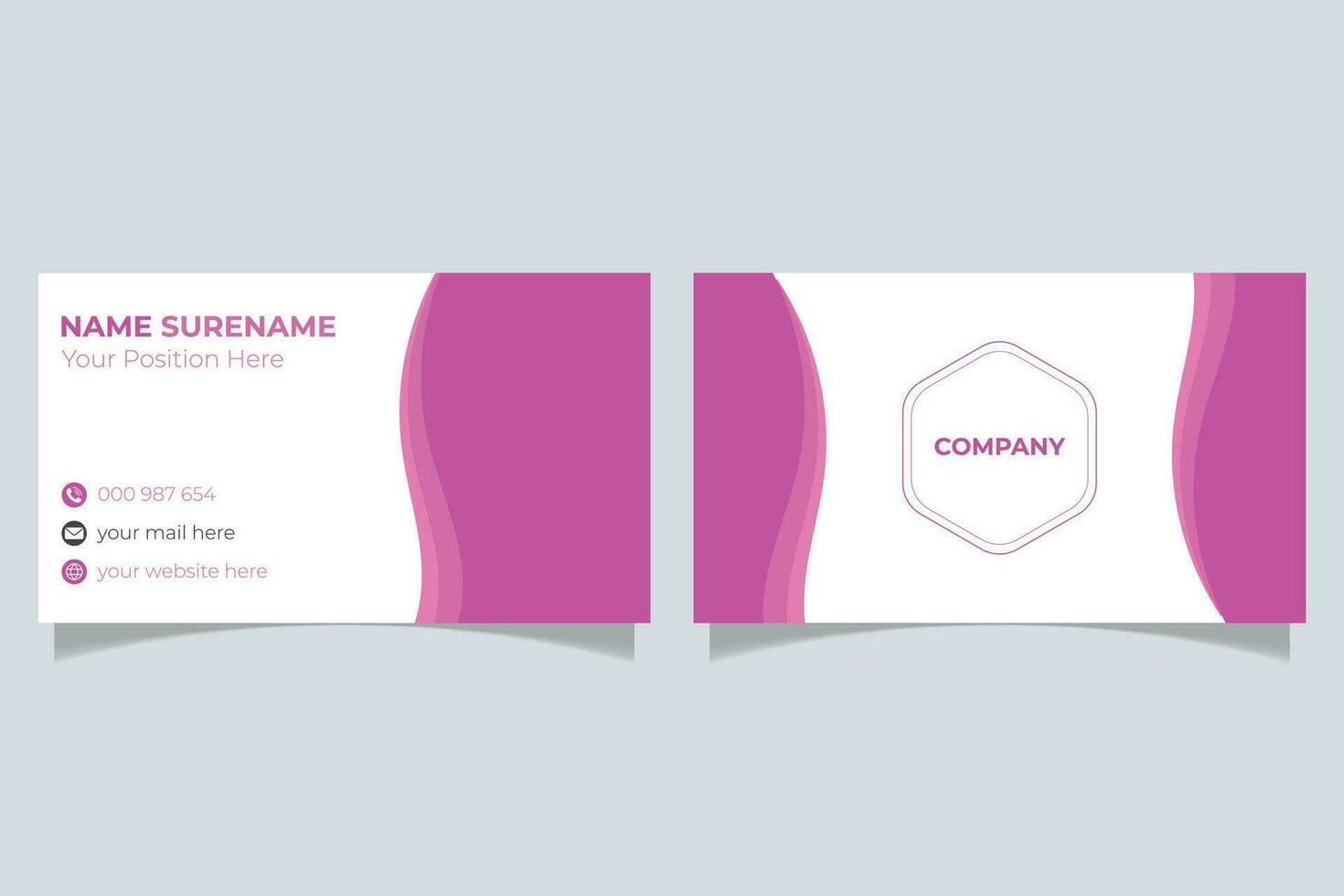 Modern elegant purple color business card design template. vector