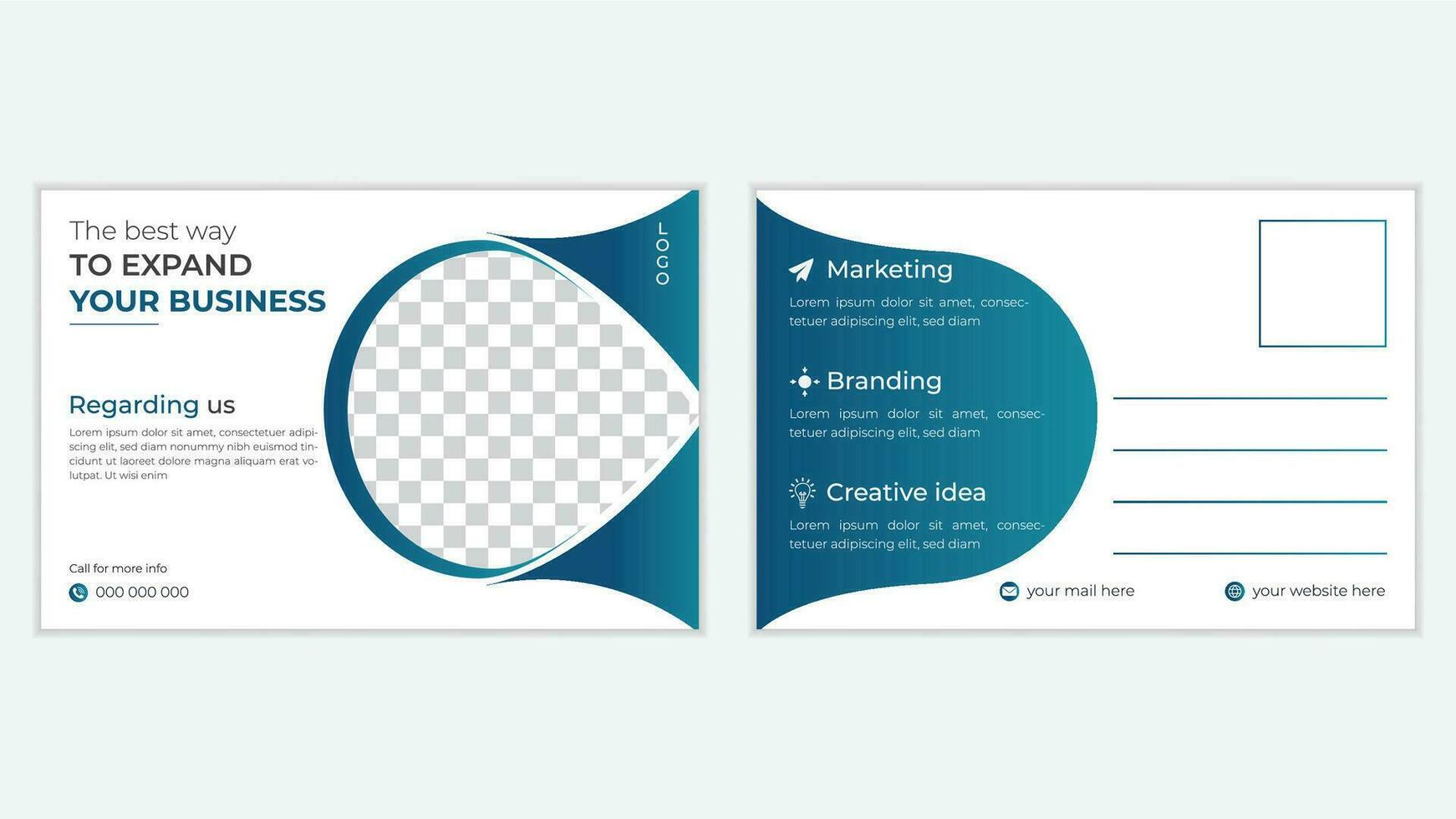 Modern creative abstract corporate postcard or EDDM postcard design template. vector