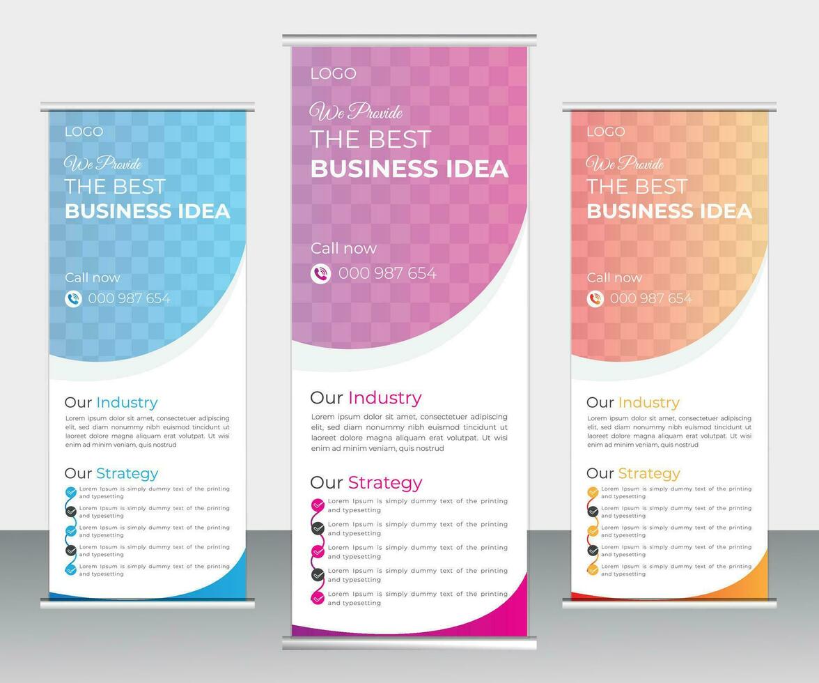 Corporate and business promotion roll up banner design vector template.