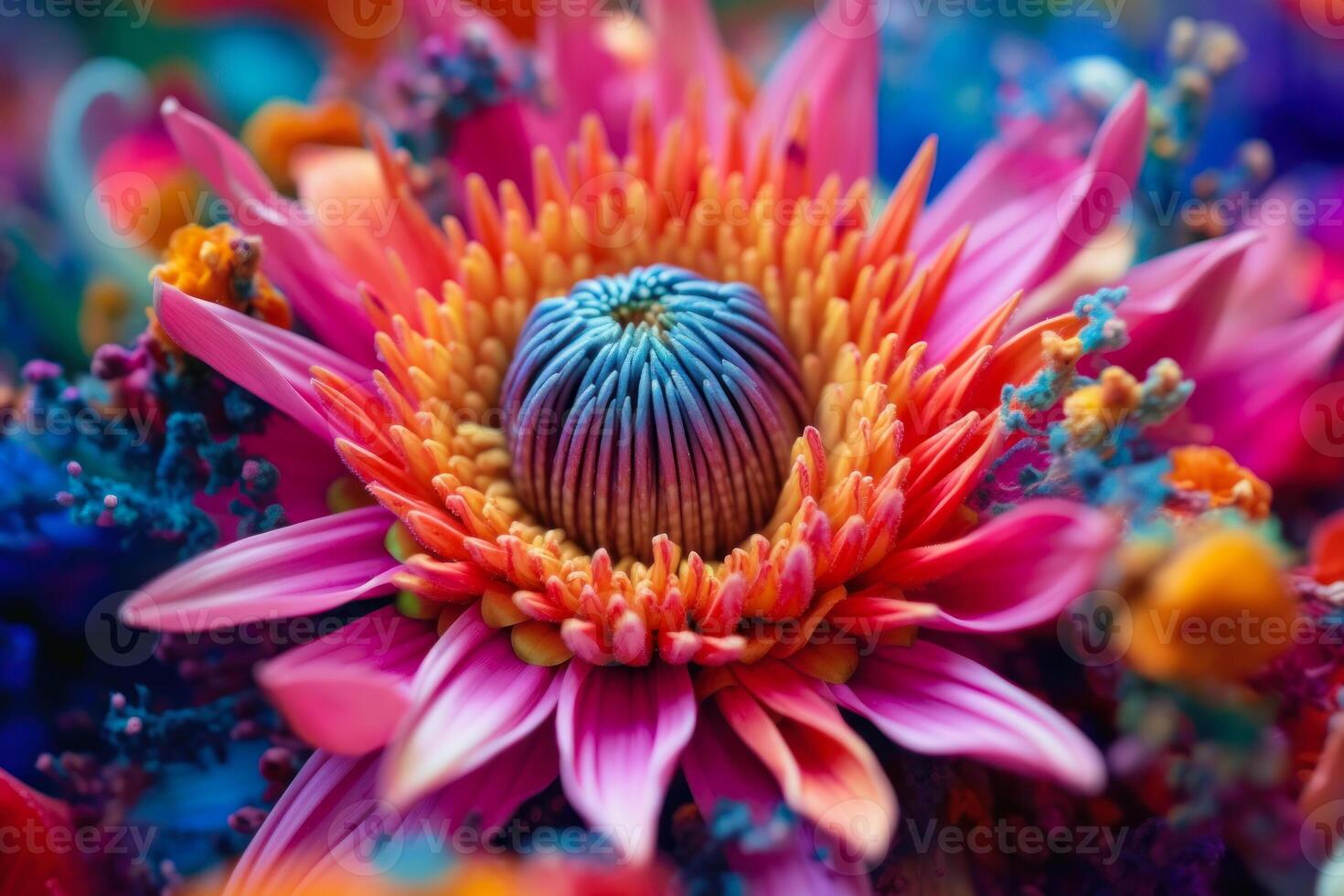 close-up of a multi-colored bud of a beautiful flower that has blossomed photo