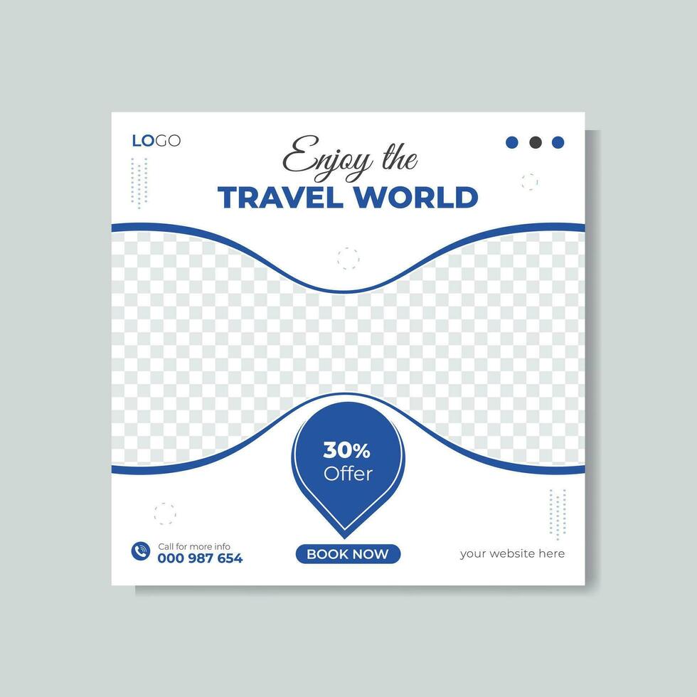 Tour and travel abstract social media post and web banner post design vector template.