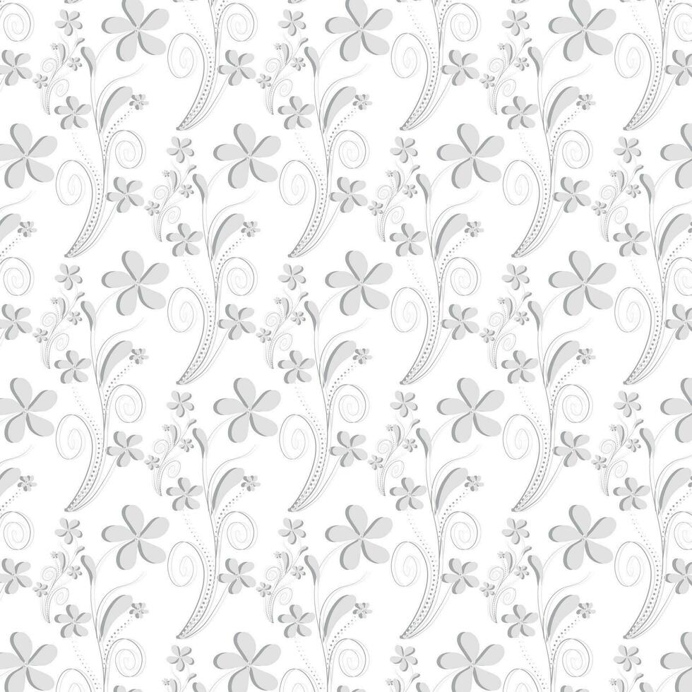 White and grey floral pattern background vector template.
