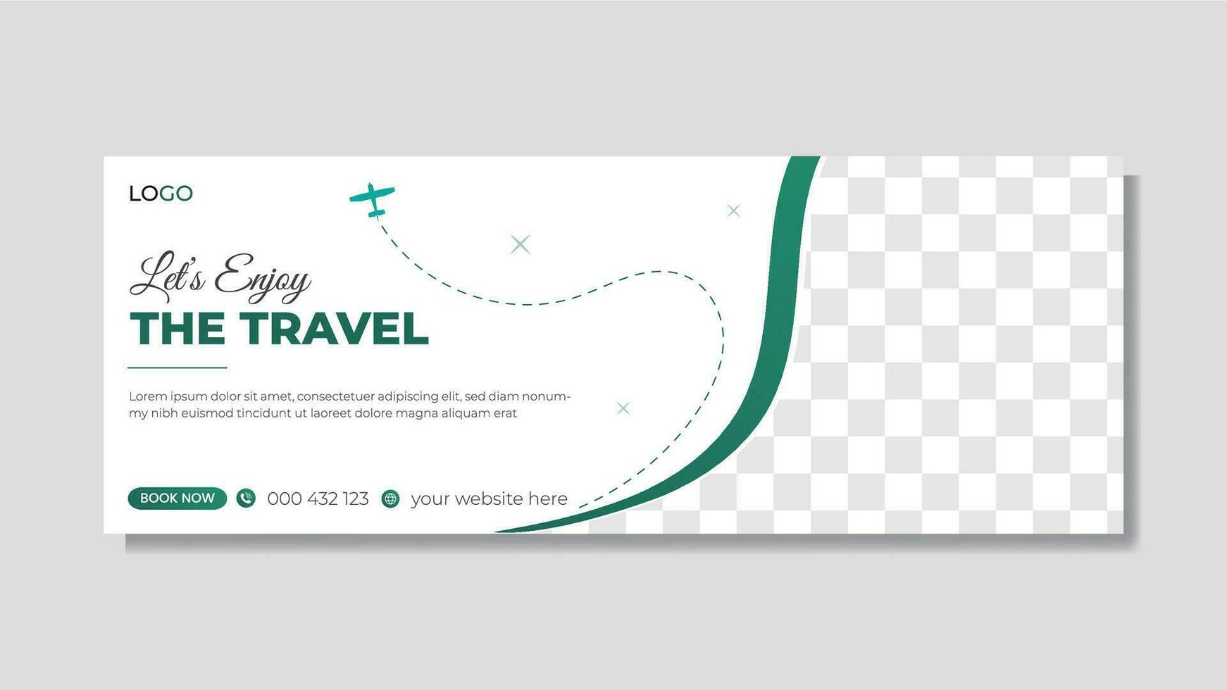 Modern abstract green color travel timeline cover design vector template for travel agency, Social media cover or banner., Corporate business cover layout.