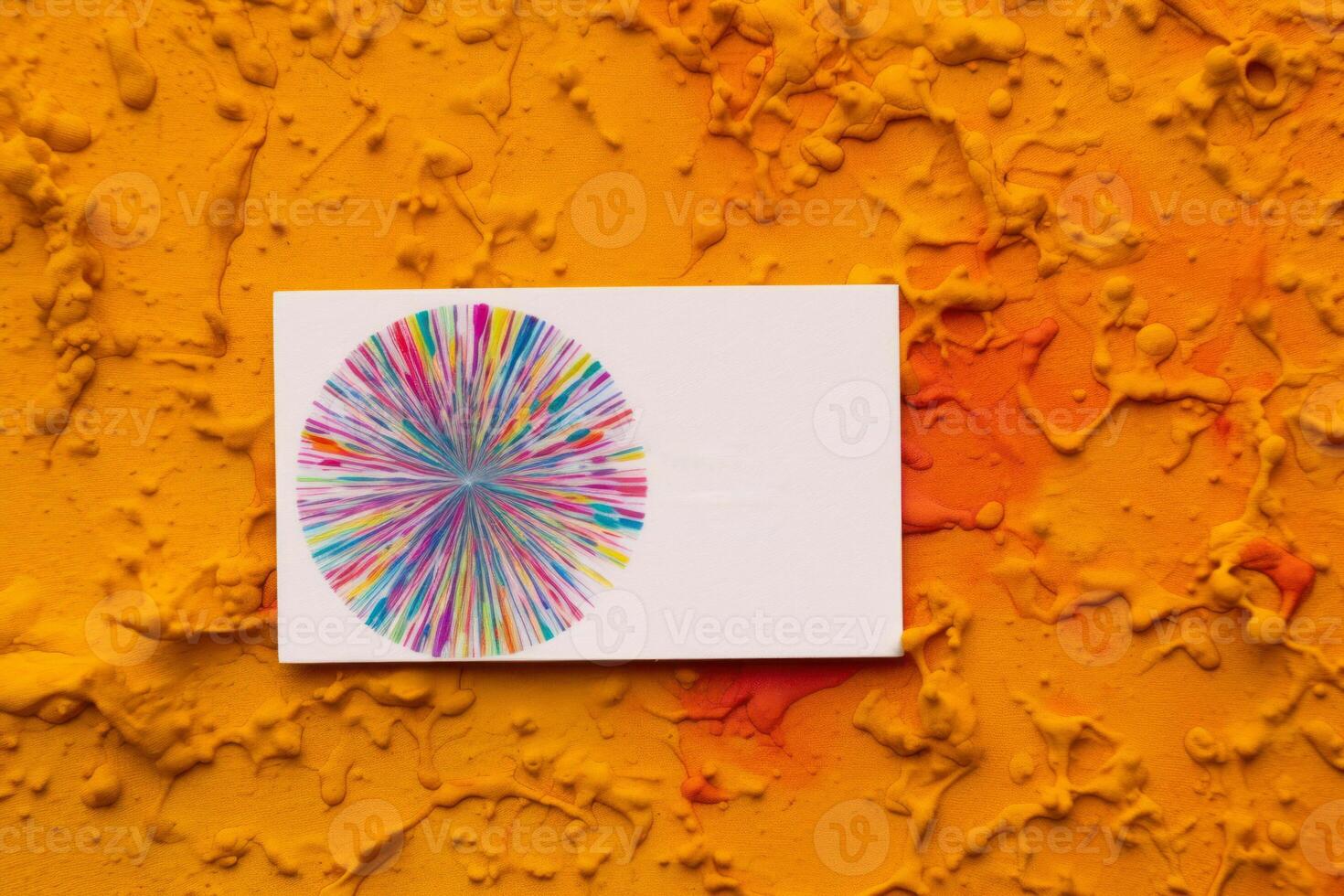 business card mockup with colorful paints, art white blank with copy space photo